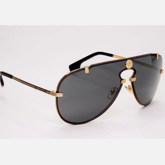 Versace Gold Pilot Medusa Shield Sunglasses - Picture 7 of 9